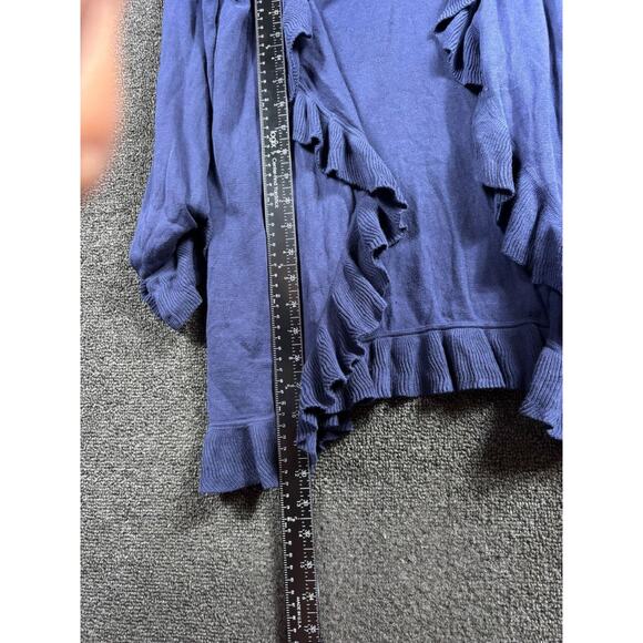 Lilly Pulitzer Sweater Womens Medium Blue Ruffle Open Front Cardigan Lightweight - Picture 7 of 7